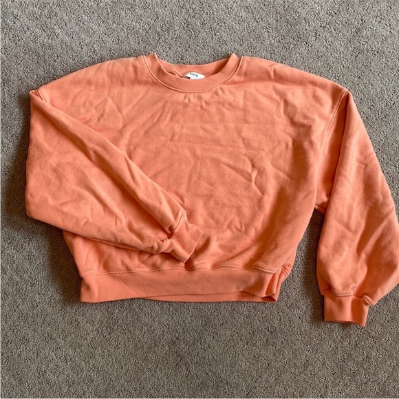 Agolde Balloon Sleeve Cropped Sweatshirt Small Orange - Picture 5 of 7